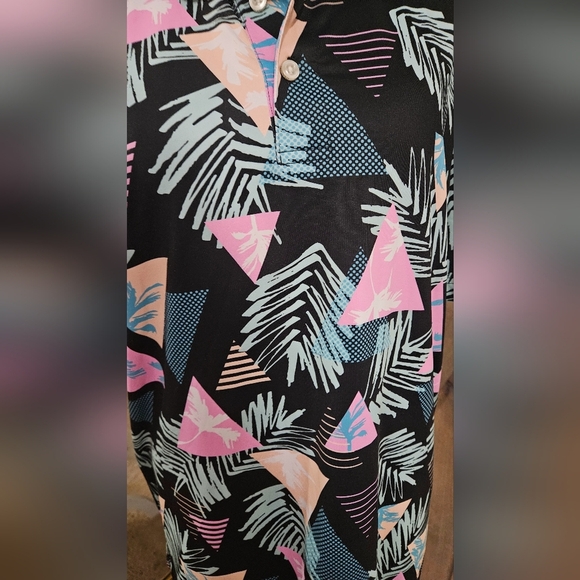 CHRUBBIES The 2 For Tee Performance Polo In Tropical Retro Print. Size Small - Picture 6 of 10